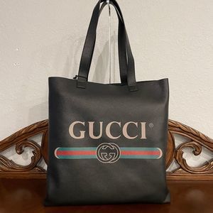 SOLD Gucci Shopping Logo Tote Black Leather Classic XL Large Shopper Bag